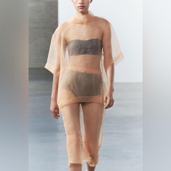 ZARA ORGANZA TOP SIZE M & MIDI SKIRT SIZE L - Picture 4 of 12